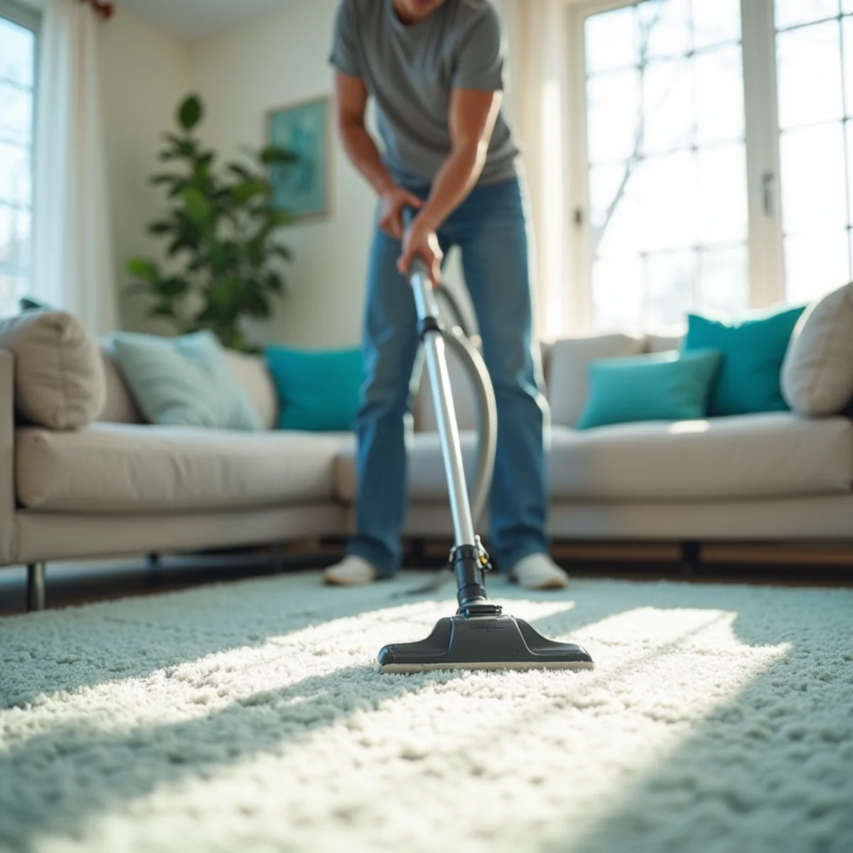 Professional carpet cleaning in a bright California home