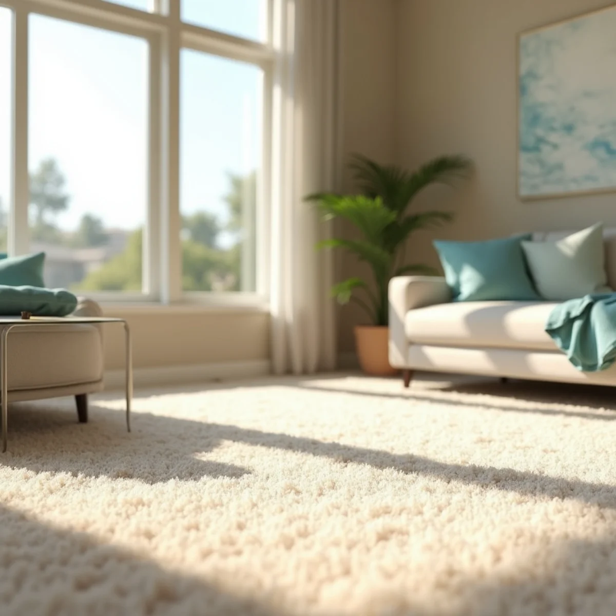 Clean, freshly cleaned carpet in a Clovis, CA home