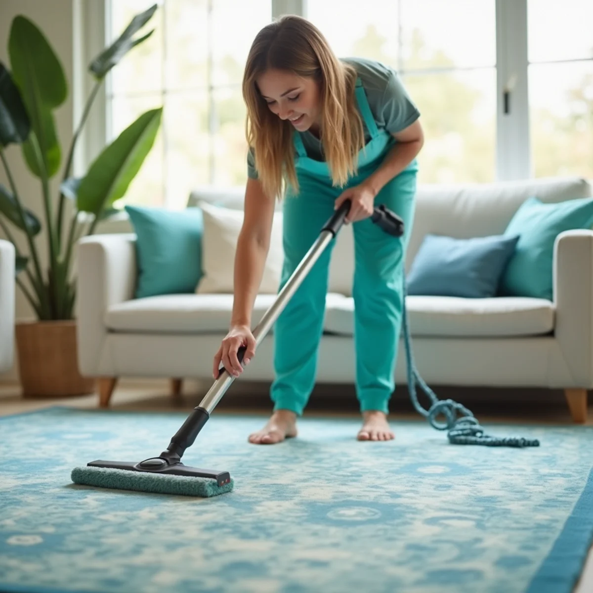 Area rug and carpet cleaning before and after in a Fresno, CA home