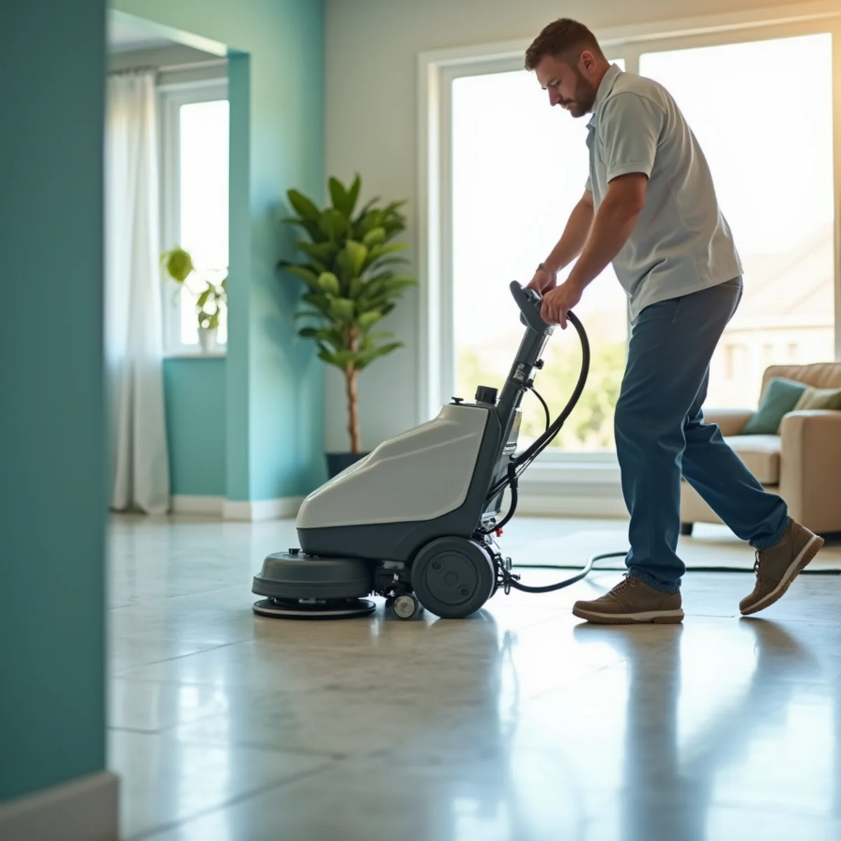 Hard Surface Floor Cleaning in action in a Fresno, CA home