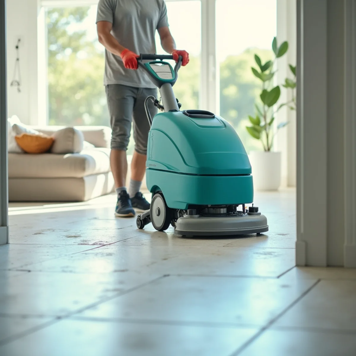 Clean hard-surface tile floor in a Fresno, CA home