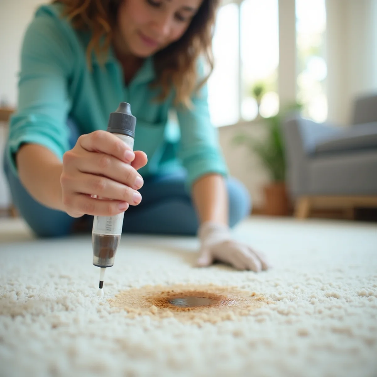 Carpet spot and stain removal before and after in a Fresno, CA home