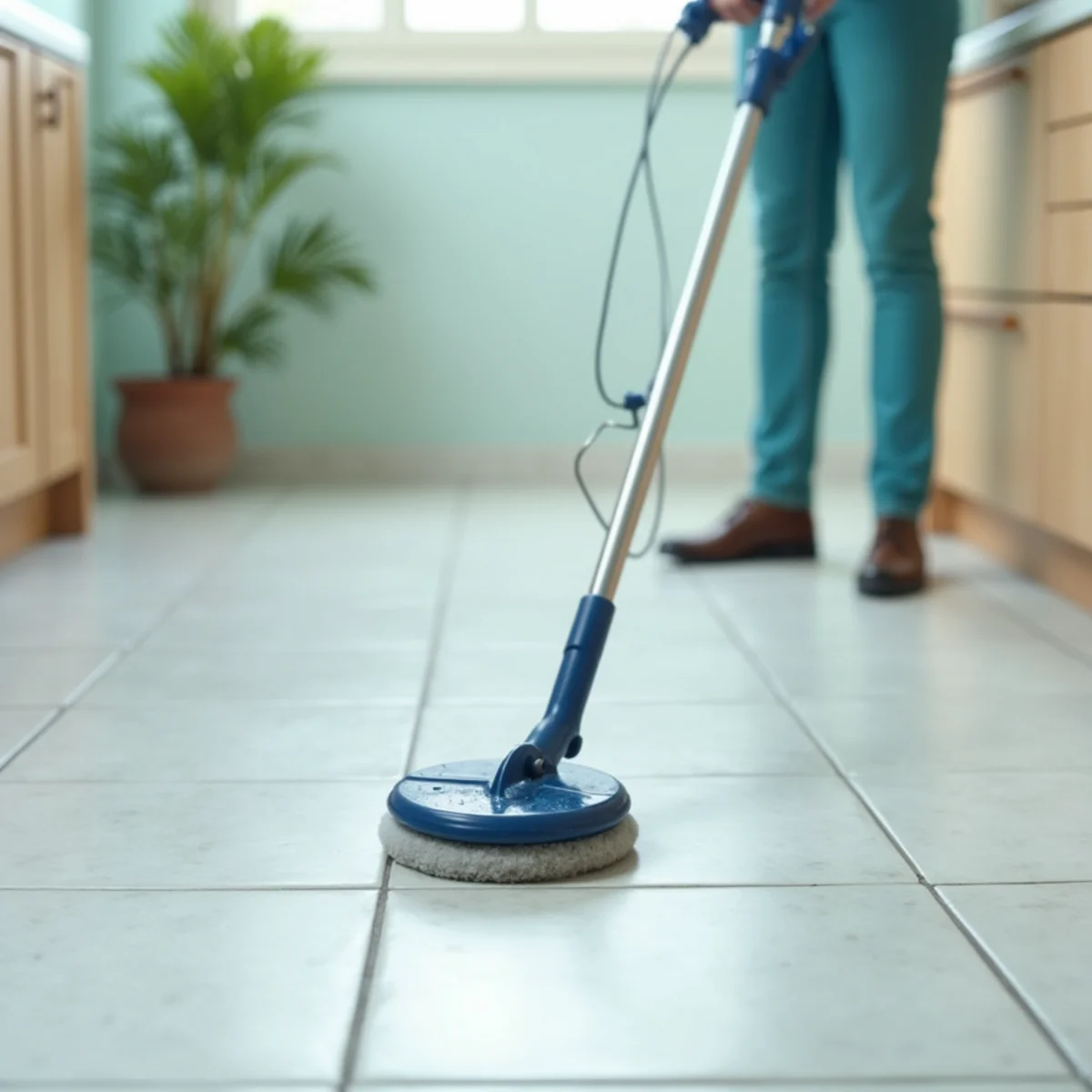 Tile and grout before and after cleaning on a saltillo floor in Fresno, CA