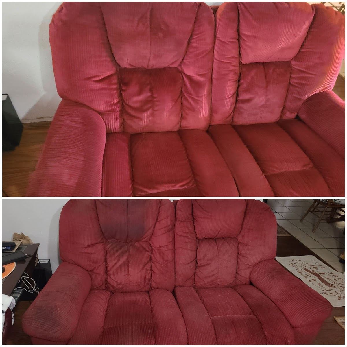Sofa ready for upholstery cleaning